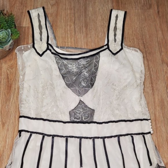 Nataya Titanic Party Formal Dress White Lace Wedding Embroidered Tulle Midi NEW - Picture 7 of 9